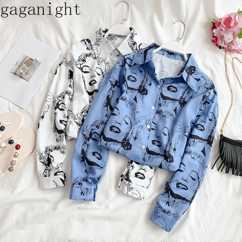 Gaganight женская блузка в стиле Харадзюку на весну и осень с длинными рукавами