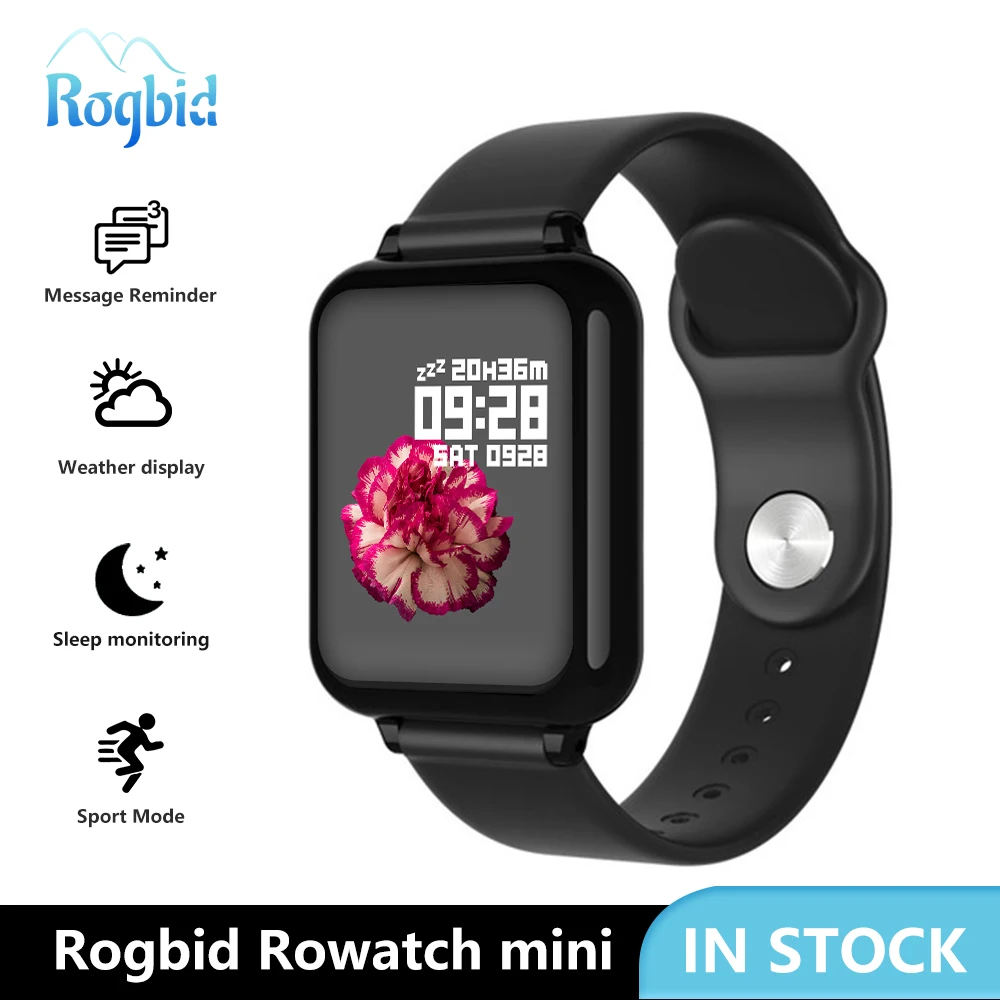 

Rogbid B57 Rowatch mini Smartwatch Waterproof Sports Heart Rate Monitor Blood Pressure Smart Watch For Women Men Kid Android IOS