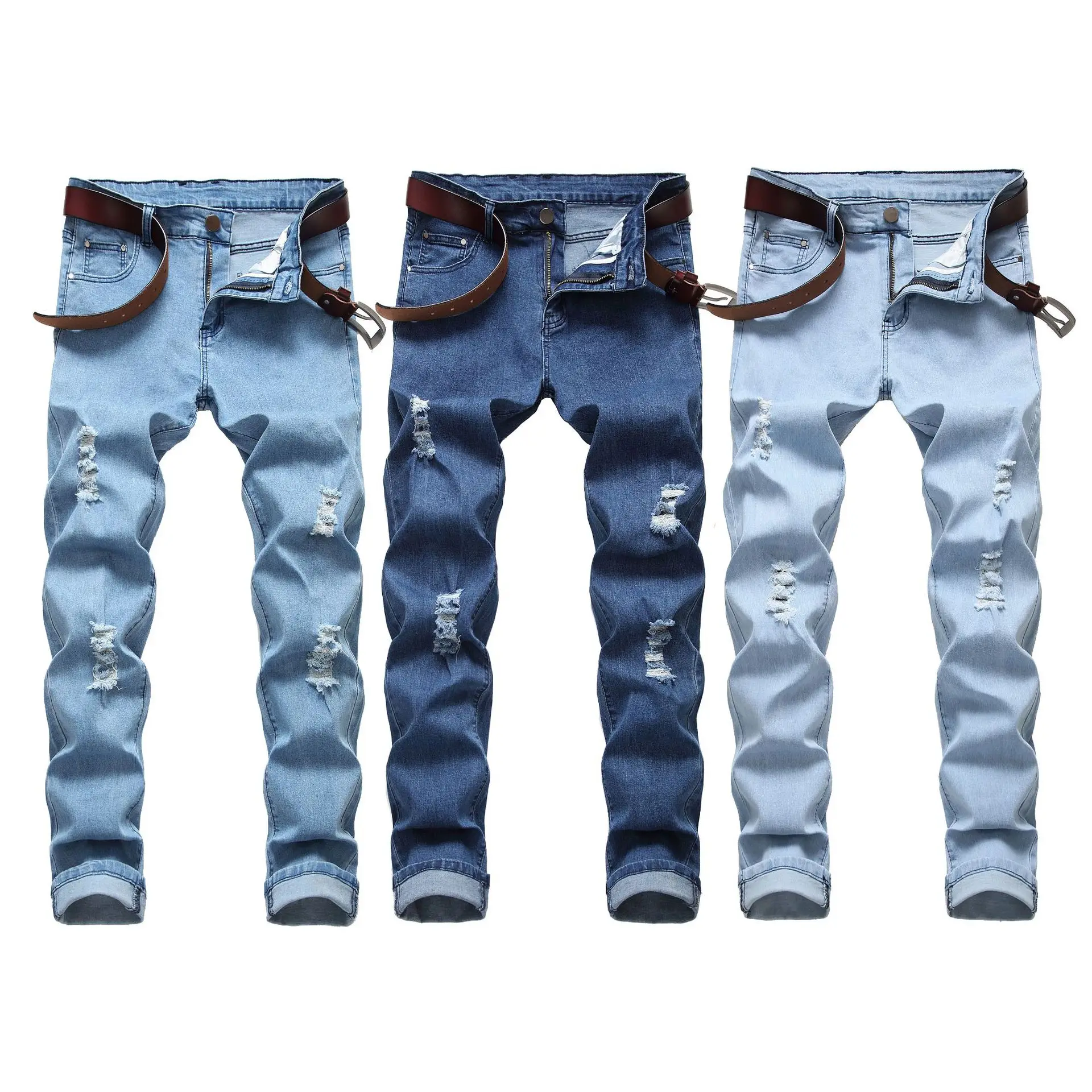 

Men's Stretch Slim-fit Ripped Jeans Multi-color Denim Pants