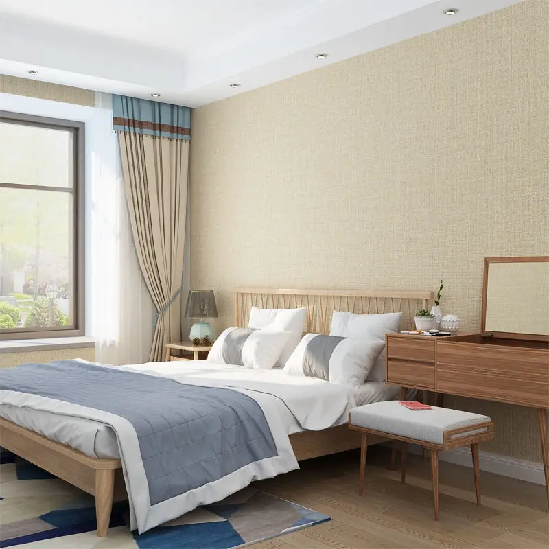 

3~10M PVC Waterproof Self Adhesive Wallpaper Silk and linen embossing wallpapers，for Living Room Bedroom Home Decor WallPaper