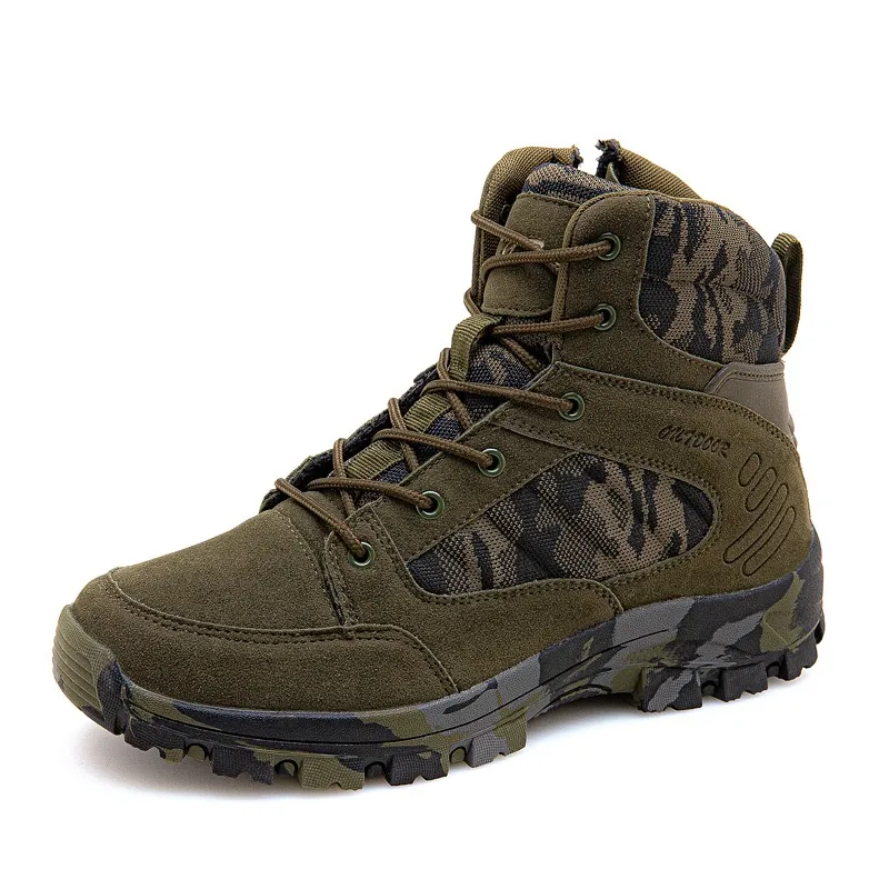 Men Tactical Boots Army Boots Military Desert Waterproof Work Safety Shoes Climbing Hiking Sport Shoes Ankle Men's Outdoor Boots - Цвет: green