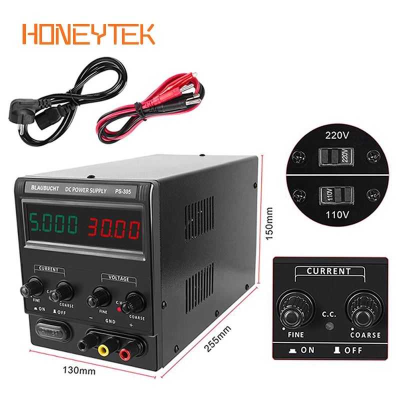 

4-Digital DC Lab Switching Power Supply 30V 10A 60V 5A Laboratory Adjustable Power Source 120V Voltage Regulator Digital Source