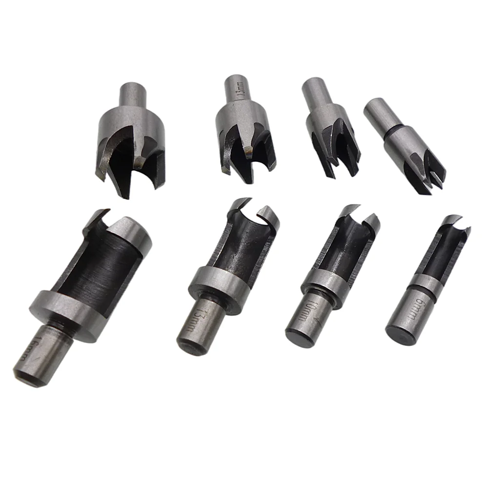 

8pcs Carpentry Drills Wood Plug Cutter Straight & Tapered Claw Type Drill Bit Set 6mm 10mm 13mm 16mm Wood Plug Round Shank 3/8"