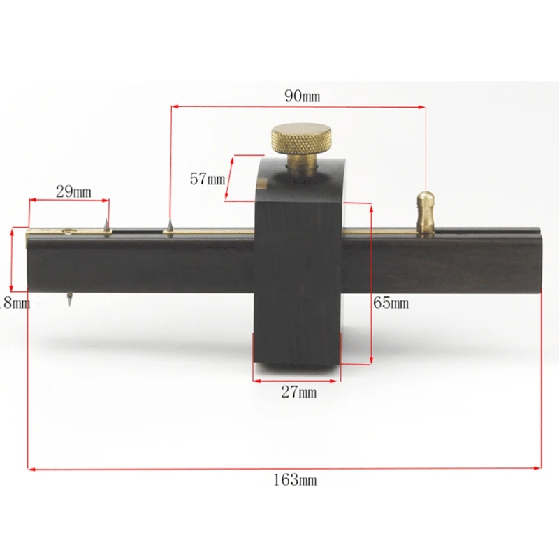 

Adjustable Marking Tool Brass Copper Marker Measuring Tool Ebony Marking Scraper for Woodworking Use Durable Scribers