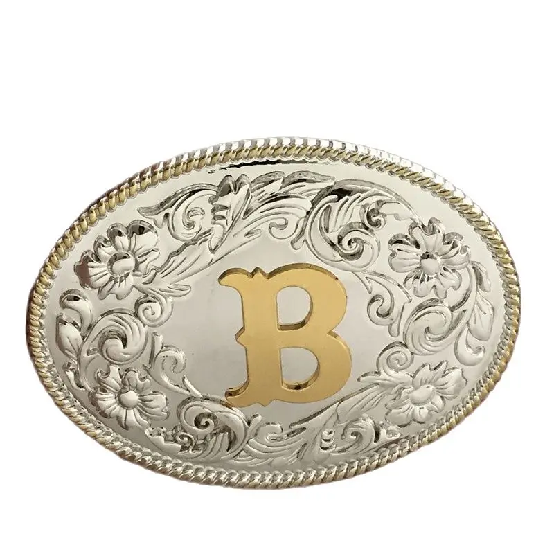 

Розничная торговля, стандартная Пряжка высокого качества, овальная крутая 3D Серебряная Золотая Буква B, металлические пряжки для мужчин и ж...