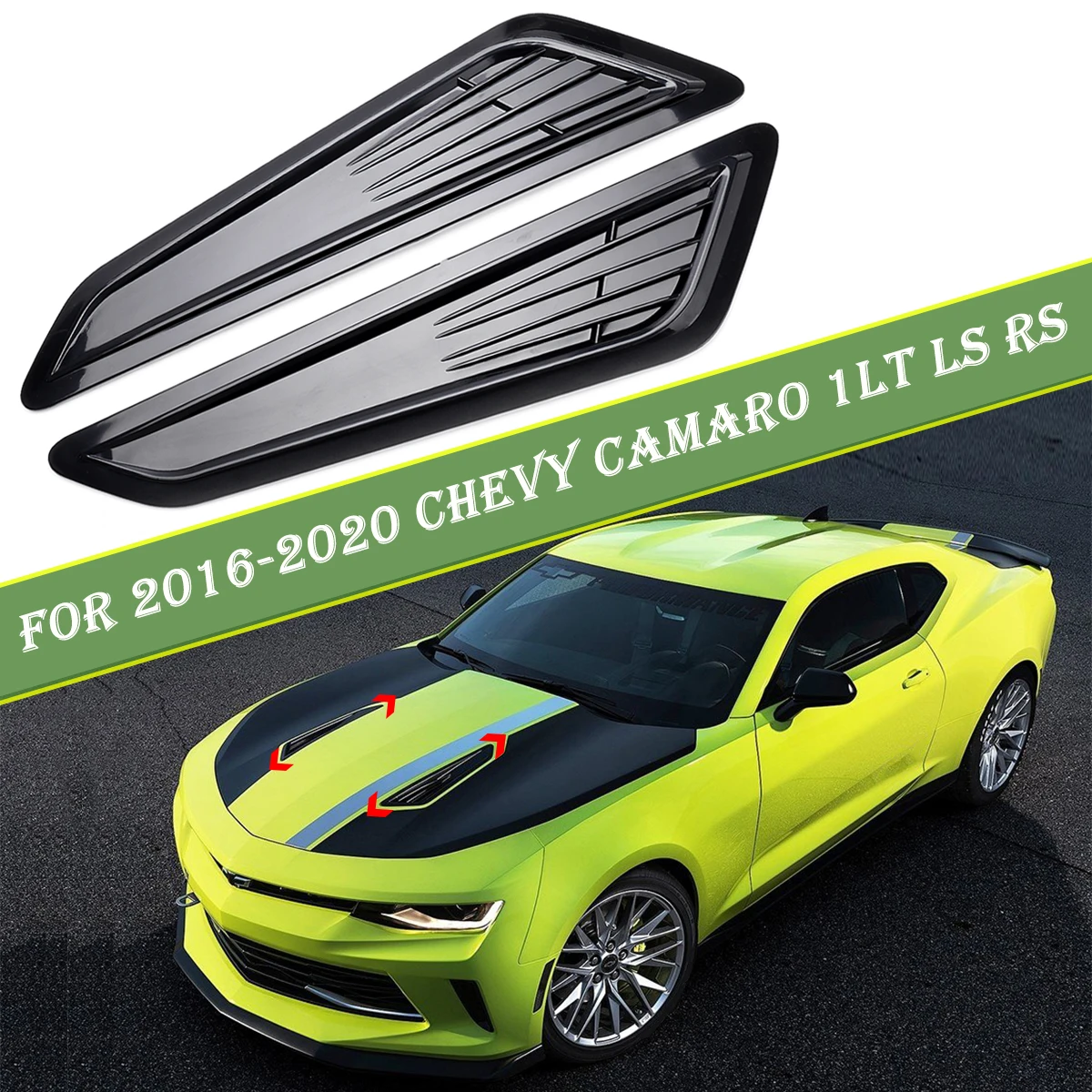 

Автомобильные декоративные наклейки на воздухозаборник, крышка панели, украшение капота, углеродные наклейки для Chevy Camaro 1LT/ LS/RS 2016 2017 2018, аксессуары