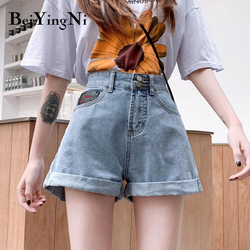 

Beiyingni New Fashion Loose All-match Shorts Women Slim High Waist Wide Leg Jeans Shorts Ladie Vintage Harajuku Denim Short Lady