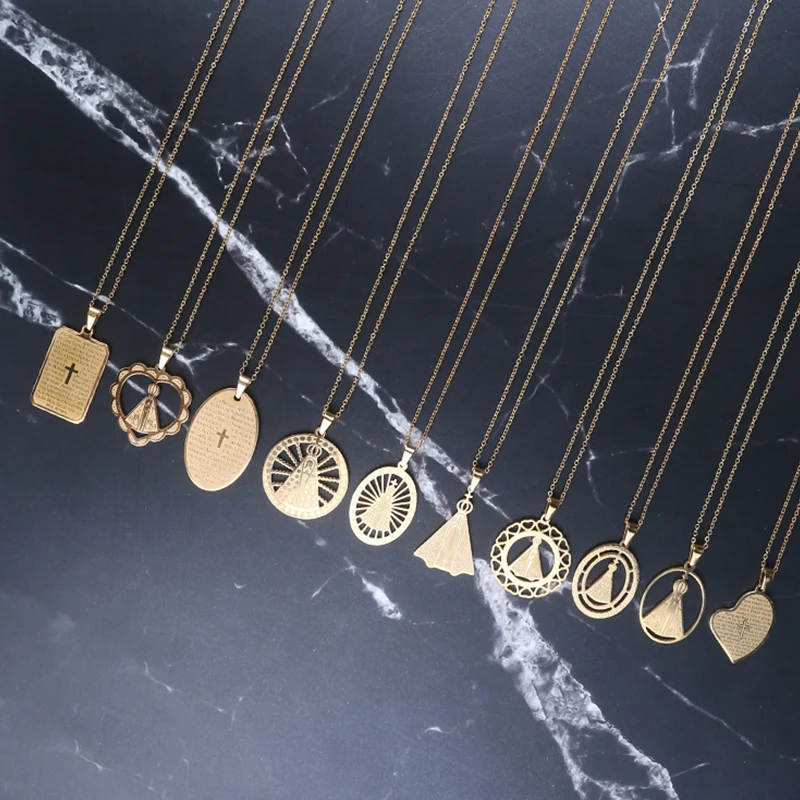 

New Gold Luxury Chain Pendant Necklace Men Fashion Christian Cross 316l Stainless Steel Jewelry Accessories Hip Hop Couples