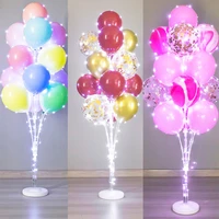 13tubes led glow balloon stand holder balloon stick happy birthday balloon kids baby shower adult wedding party decoration