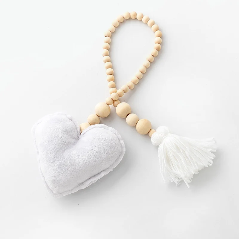 white heart Скандинавские украшения для детской комнаты деревянные бусины Звезда Сердце украшения для ребенка Мобильная подвеска на коляску кроватку игрушки для девочек детские палатки украшения - Цвет: white heart