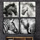 Черно-белый слон лошадь Зебра настенная Картина на холсте в скандинавском стиле постер и печать Скандинавская Настенная картина для гостиной