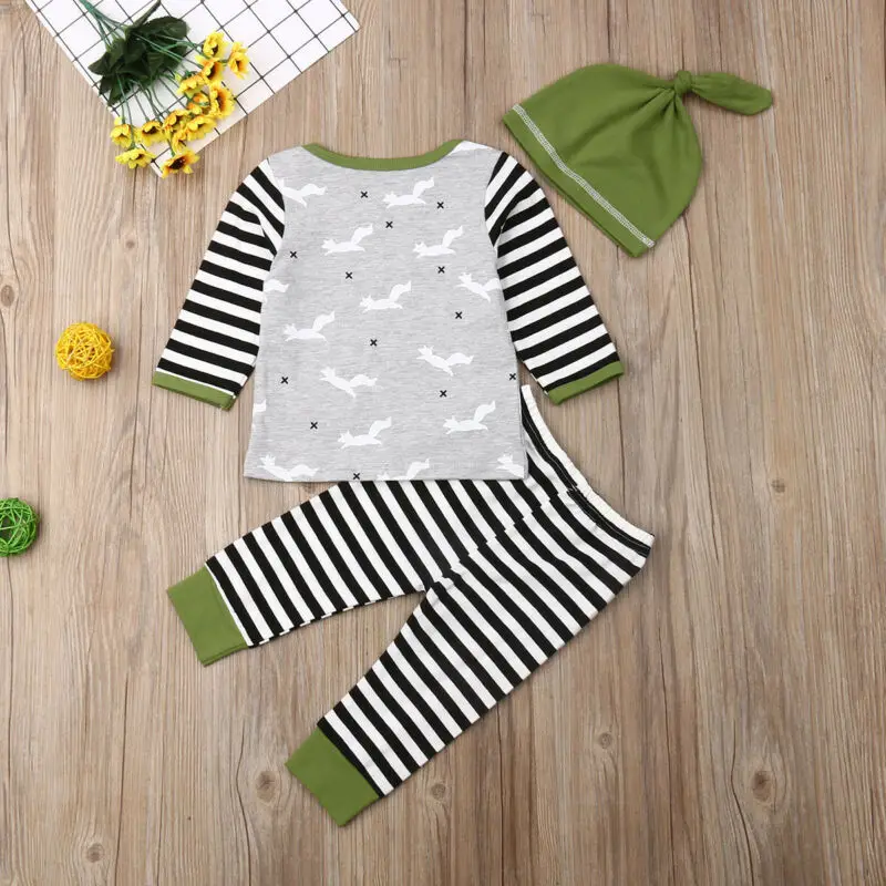 

Imcute New Baby Fashion 3PCS Toddler Kids Baby Boys Tops+ Long Pants+ Hat Cotton Clothes Outfits Set