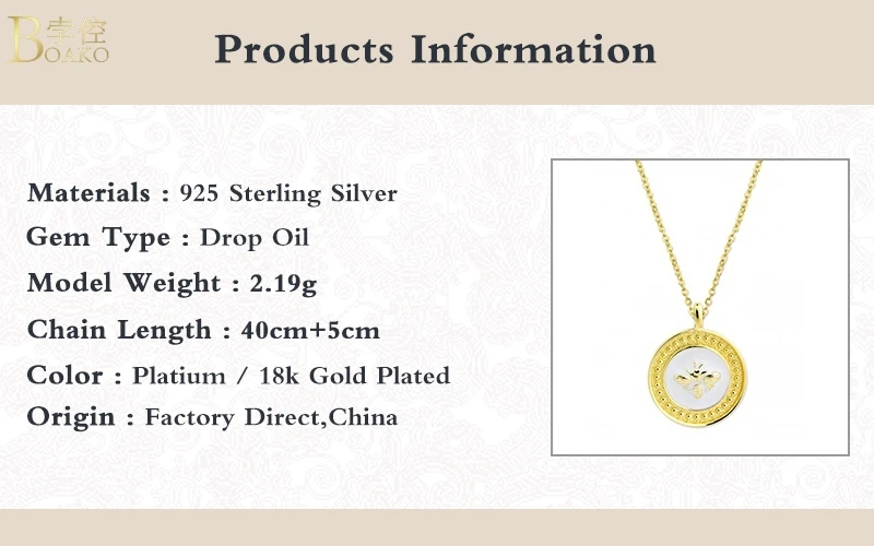 

BOAKO Necklace For Women 2020 Silver 925 Jewelry Necklace Charms Chains Retro Bee Fine Jewelry Choker Bijoux Femme #12.4
