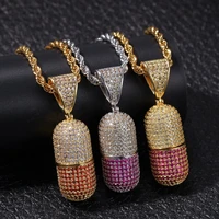 hip hop men in crystal capsule necklace pendant