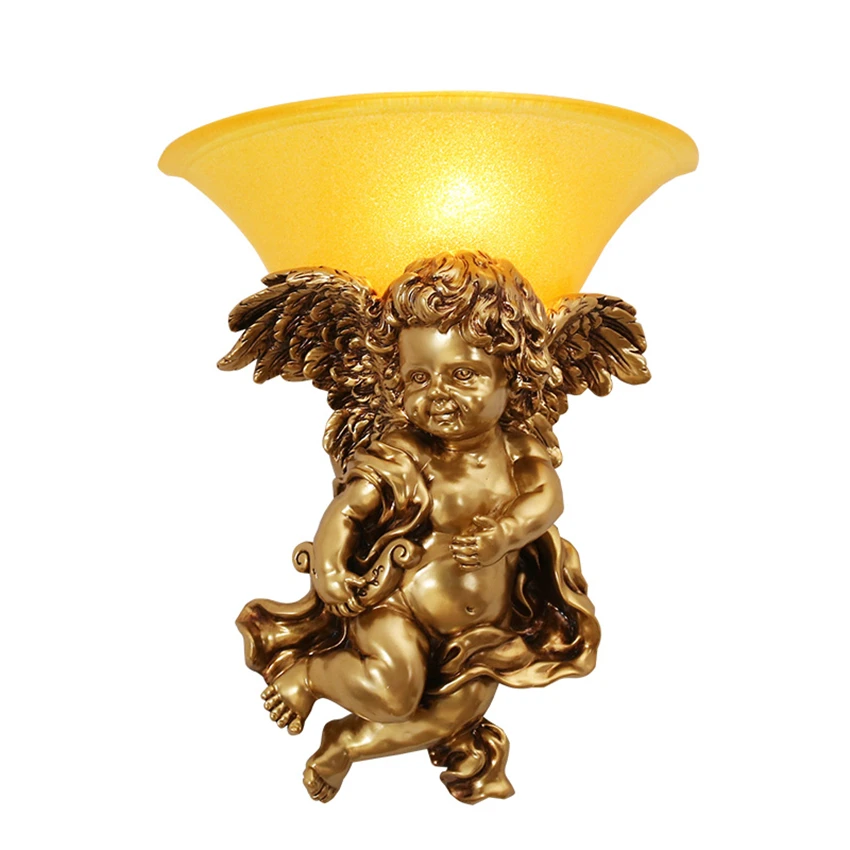 Современные детские настенные светильники Angel из смолы Европейский прикроватный