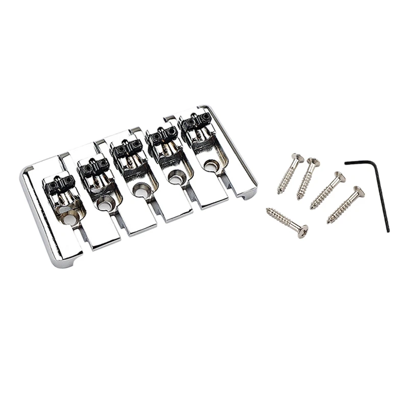 

Chrome 5 String Fixed Bridge for Electric Bass Guitar Parts Accessories