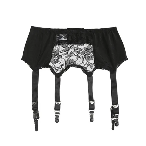 Black XL 1Pcs Hot Women Sexy Leg Garter Belt With 6 Wide Straps Ladies Mesh Elastic Leg Strap Sexy Lingerie Erotic Thigh-Highs Stockings - Цвет: Black XL