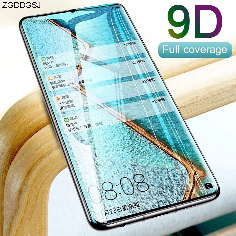Закаленное стекло 9D для Huawei P30 P20 Lite черная Защита экрана Pro P8 P9 P10 Plus защитная