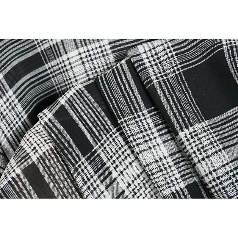 

XITAO Summer New Plaid Long Women Shirt Fashion Loose Contrast Color Casual Turn-down Collar Simplicity All-match Top WMD0757