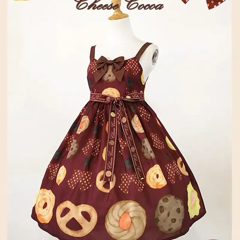 

Jsk Japanese Kawaii Sweet Girl Print Princess Baby Doll Dress For Women New Suspender High Waist Bow Kawaii Lolita Dress Vestido
