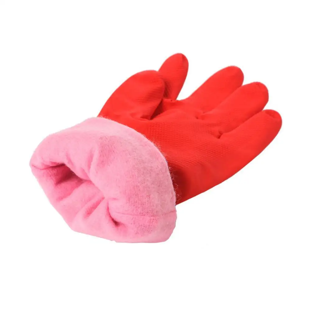 

Long Velvet Band Winter Household Gloves Dishwashing Rubber Waterproof Warm Gloves