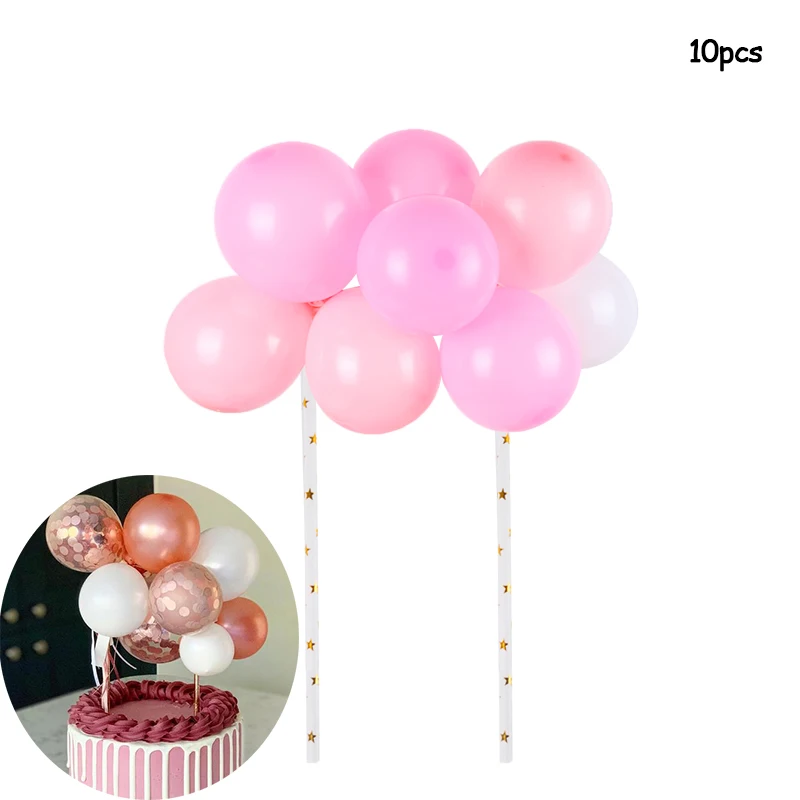 10pcs pink toppers Cyuan первый день рождения фото плакат гирлянды 1 год мальчик девочка день рождения украшения ежемесячный фотоальбом Baby Shower баннер - Цвет: 10pcs pink toppers
