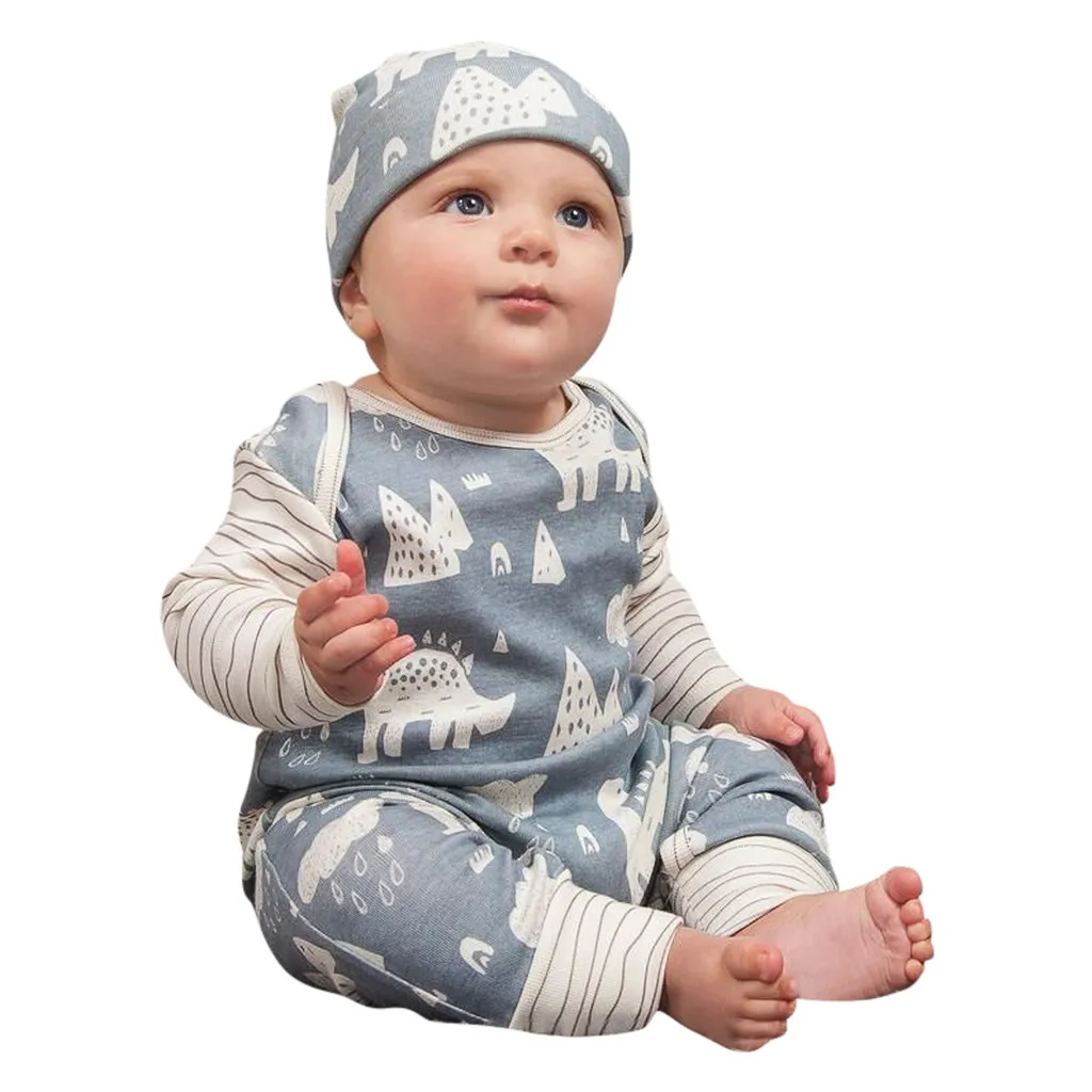 Детский комбинезон с длинными рукавами и рисунком для маленьких девочек шапки