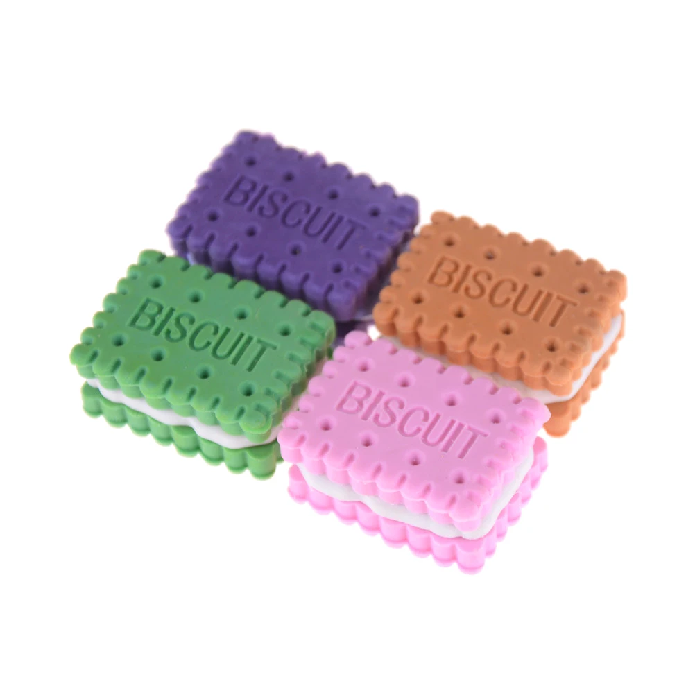 

Cute Creative Novelty Pencil Eraser Colorful Kawaii Biscuit Eraser Student Teaching Office Supplies Korean-style Stationery 4pcs