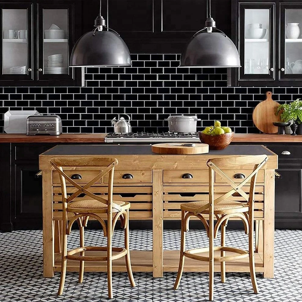 

3D Tile Brick Mosaic Wallpaper Sticker Self Adhesive Kitchen Bathroom Decor Peel and Stick Tile for Kitchen Backsplash 30.5cm/12