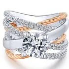 Многослойные широкие крестообразные кольца для женщин, золотистого и серебристого цвета кубический цирконий, роза, ювелирные изделия, элегантные кольца, женские кольца