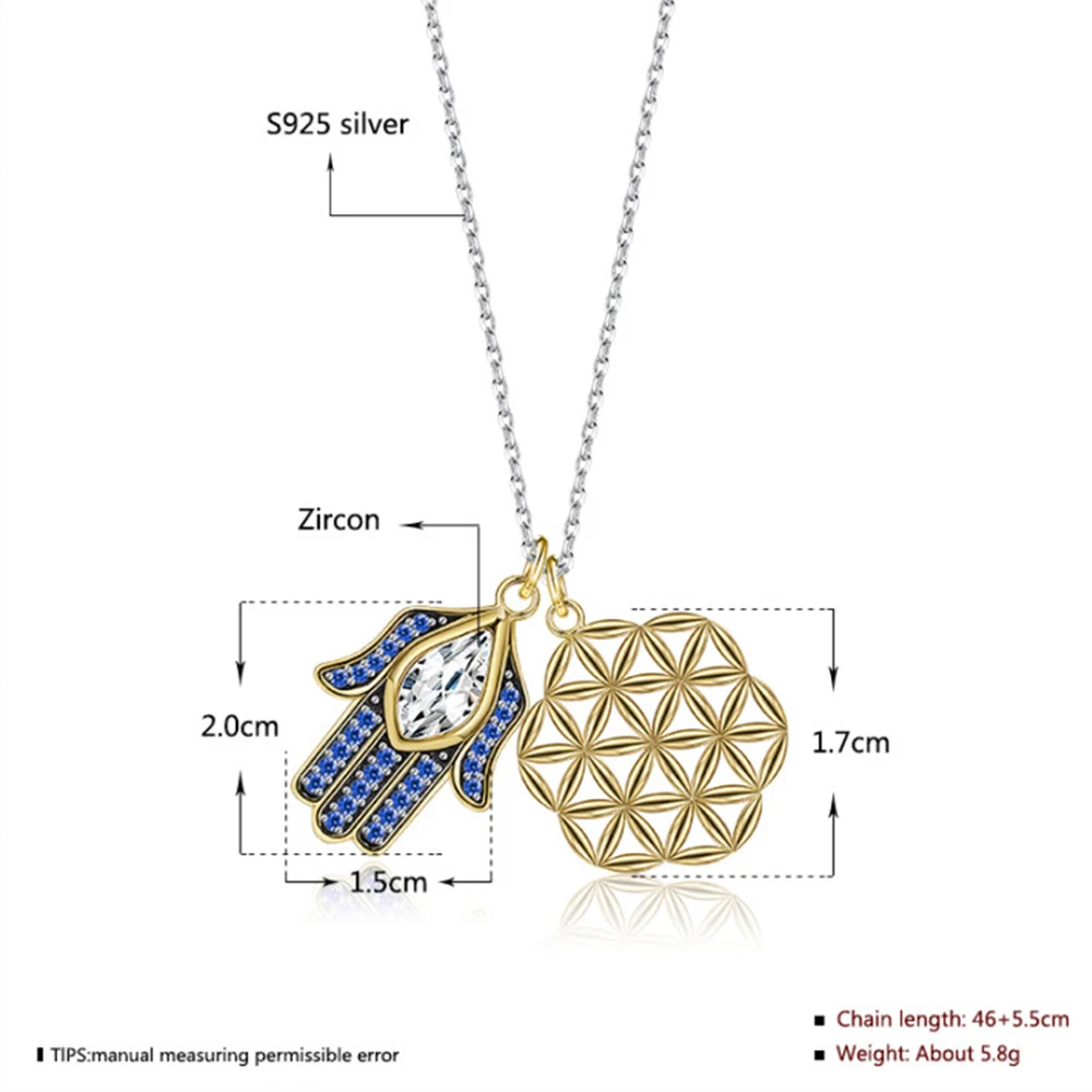 LEKANI классический сглаза Рука Ожерелья Хамса для женщин с Lucky кристаллы в форме