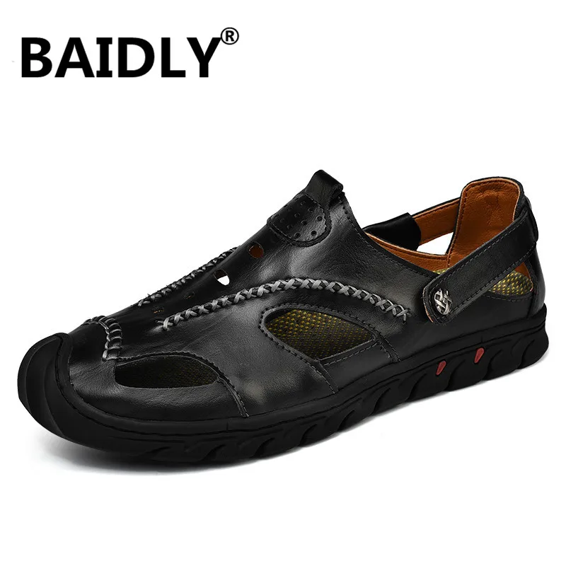 Мужские сандалии больших размеров Роскошные мужские из натуральной кожи