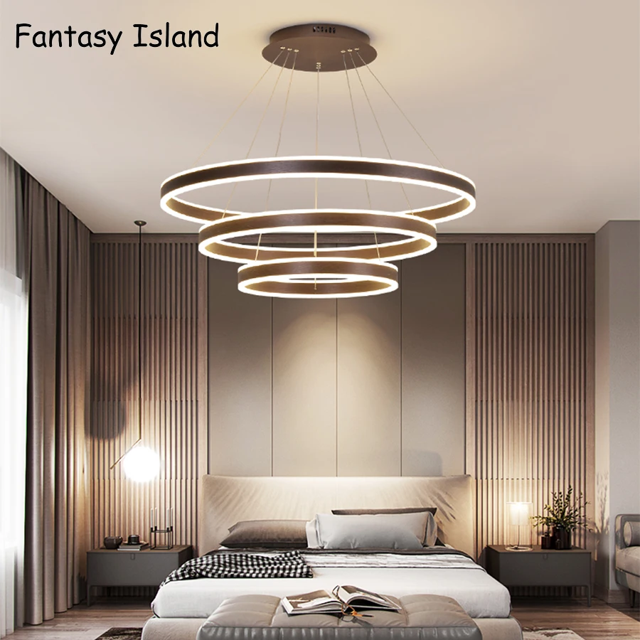 Pingente de Luz Moderno Casa Sala Estar Jantar Luminárias Teto Luminária Ouro Browm Circlehanging Lâmpadas Led