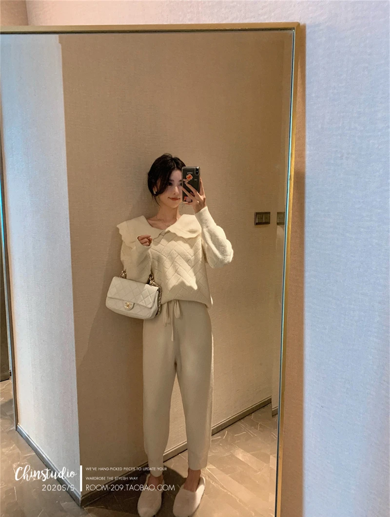 Новинка 2020 осенне-зимний милый шикарный свитер LMQ с кукольным воротником