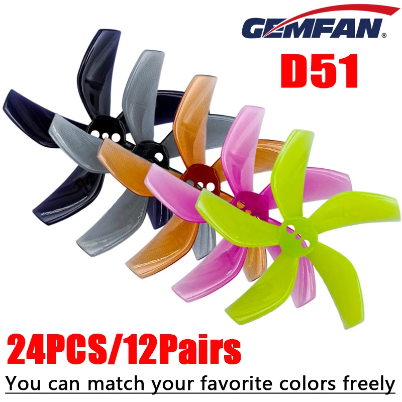 

Gemfan D51 2020 2x2 PC Props 5-Blade 1.5mm 3 Hole Propeller for Mini RC FPV Racing 1204 Motor Freestyle Tinywhoop 2inch Drone