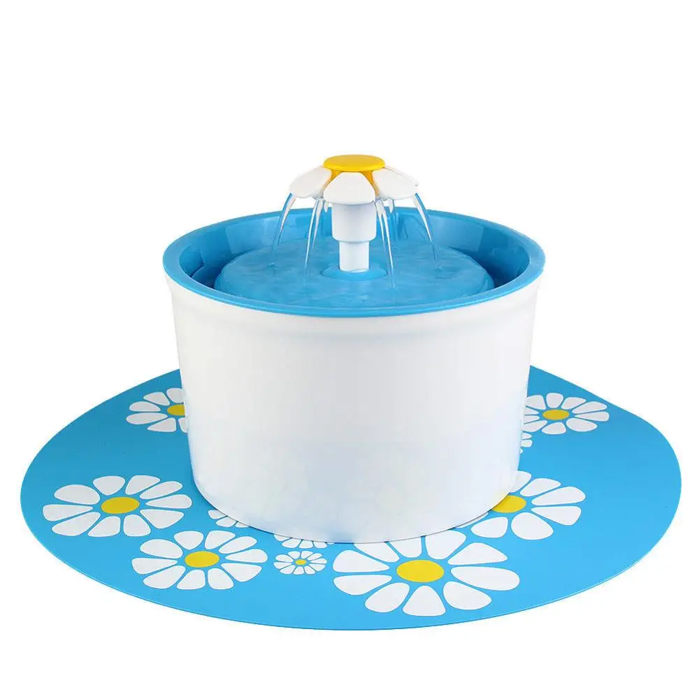 Blue with mat Автоматический фонтан для воды для кошек, автоматический диспенсер для питьевой воды, питатель для кошек, миска для воды, фильтрующие товары для домашних животных, 1,6л, кормушки поилки для собак - Цвет: Blue with mat