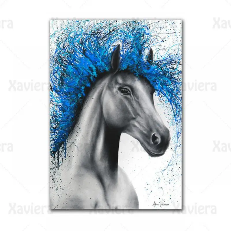 

Abstract Home Deco Painting Colored Haired Horse Pink Orange Blue Wall Picture Living Room Wall Mural Aisle Porch Interior Decor