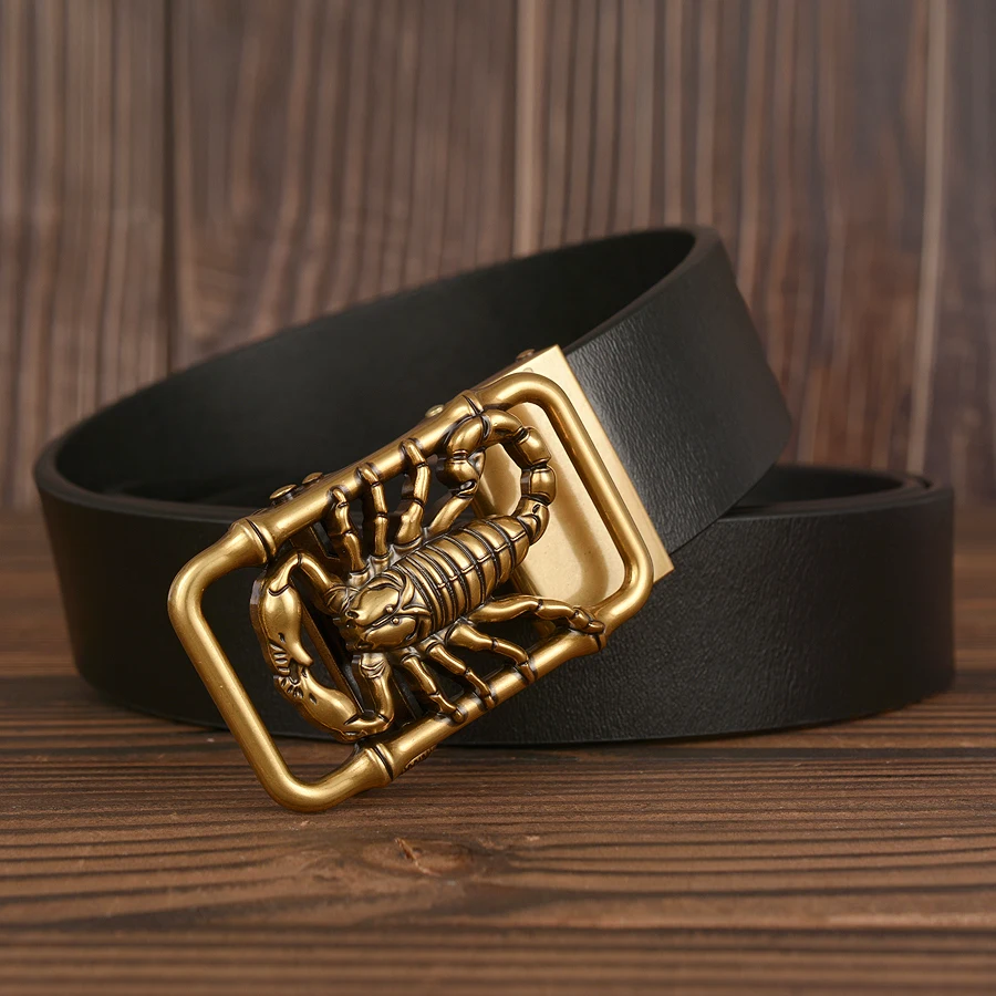 Мужские ремни с автоматической пряжкой в стиле скорпиона повседневные из