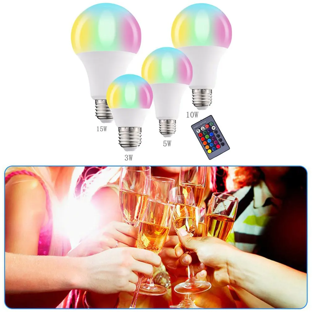 

3W RGB LED Light Bulb Colorful E27 Multicolor Dimmer Bulb Lamp Indoor Wireless Remote Control For Christmas Party Wedding