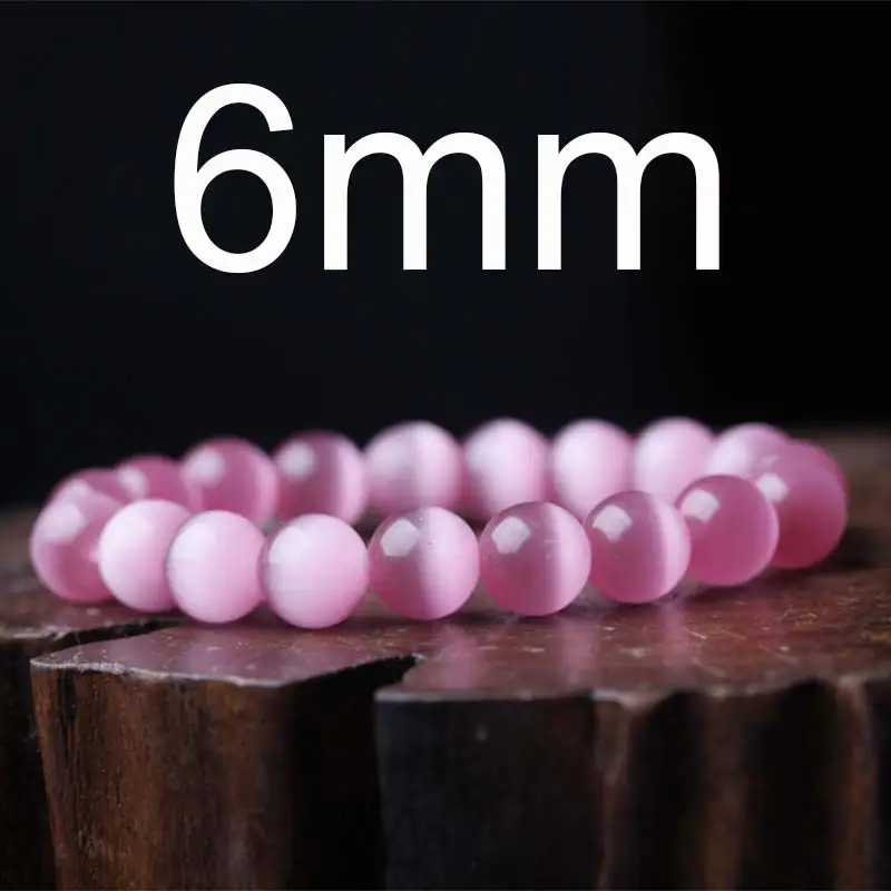 TQS2206MM Natural Stone Pink Opal Bracelet Quartz Stretch Bracelet Fashion Healing Jewelry 6/8/10mm Bead Pulseras New Arrival - Окраска металла: TQS2206MM