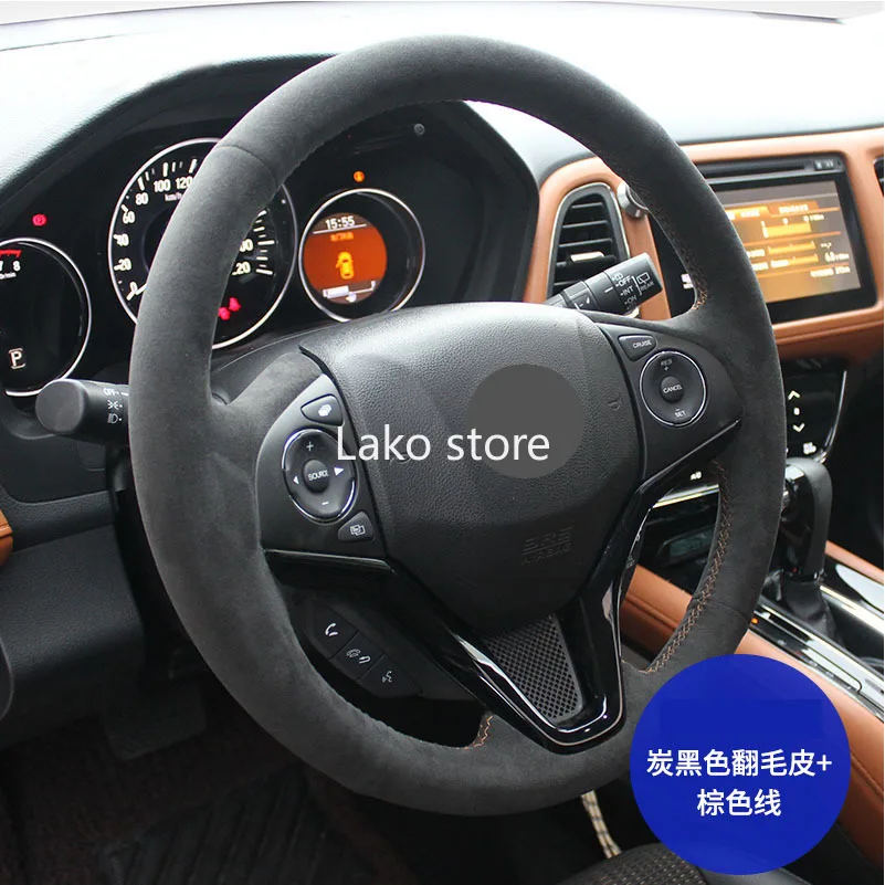 

Hand stitch Reliable Leather Car Steering Wheel Cover for Honda Civic 10th CRV CR-V Jazz Accord XRV XR-V Avancier 15inch 38cm