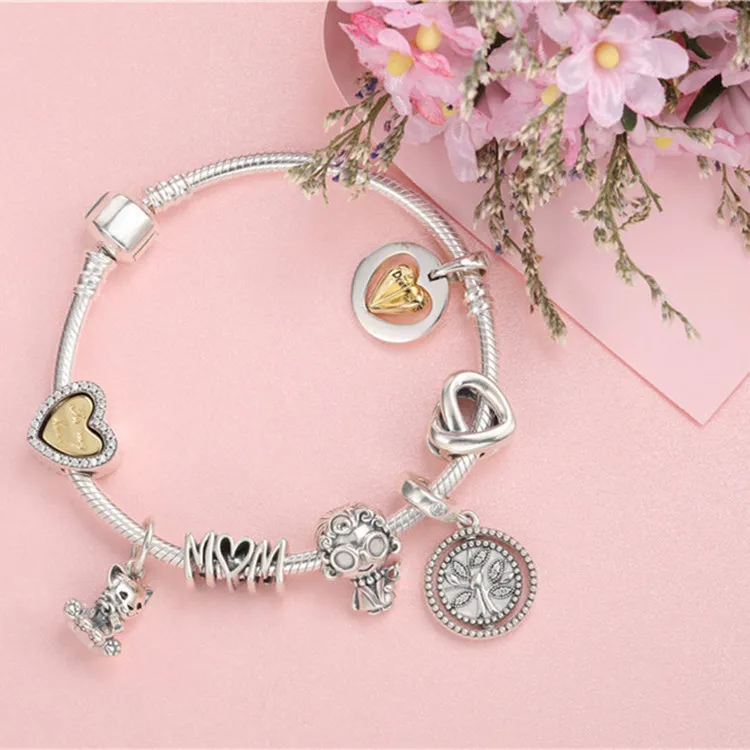 925 пробы серебро миллионов Древа любви Мам и детей семейные наряды Шарм DIY