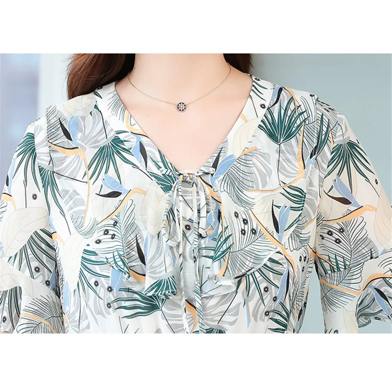 

Summer dress women floral chiffon 2020 new sweet beach holiday bow collar flare short sleeve fairy maxi dresses feminina LD1310