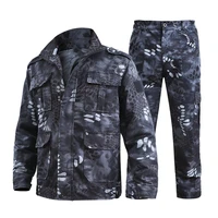 hot %ef%bc%812 pcsset outdoor suit snap fastener cuff windproof camouflage long pants multi pockets camouflage climbing suit for adult
