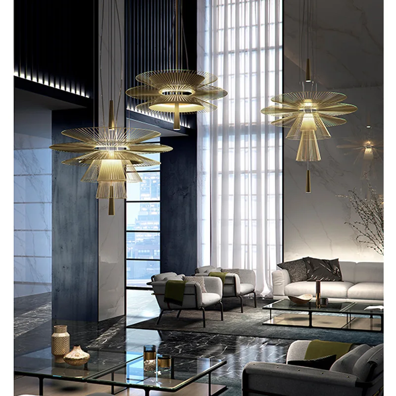 

Duplex building chandelier personality creative new Chinese villa living room hotel restaurant bedroom exhibition hall
