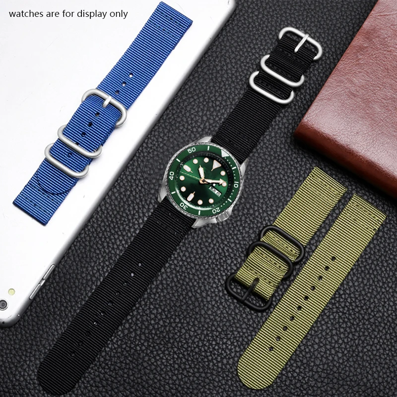 

Nylon watchband 18mm 20mm 22mm 24mm 26mm black blue army green strap for men's outdoor sports canvas bracelet Give tool