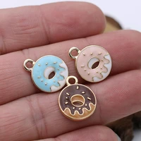 5pcs enamel coffee doughnut charm pendant for jewelry making necklace bracelet accessories diy craft 15mm