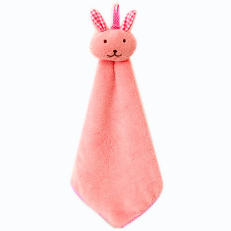 Pink Кухня мультфильм животное Висячие Ткани Мягкие плюшевые Dishcloths ручное полотенце протирать Висячие купальные полотенца для детей ванная комната - Цвет: Pink