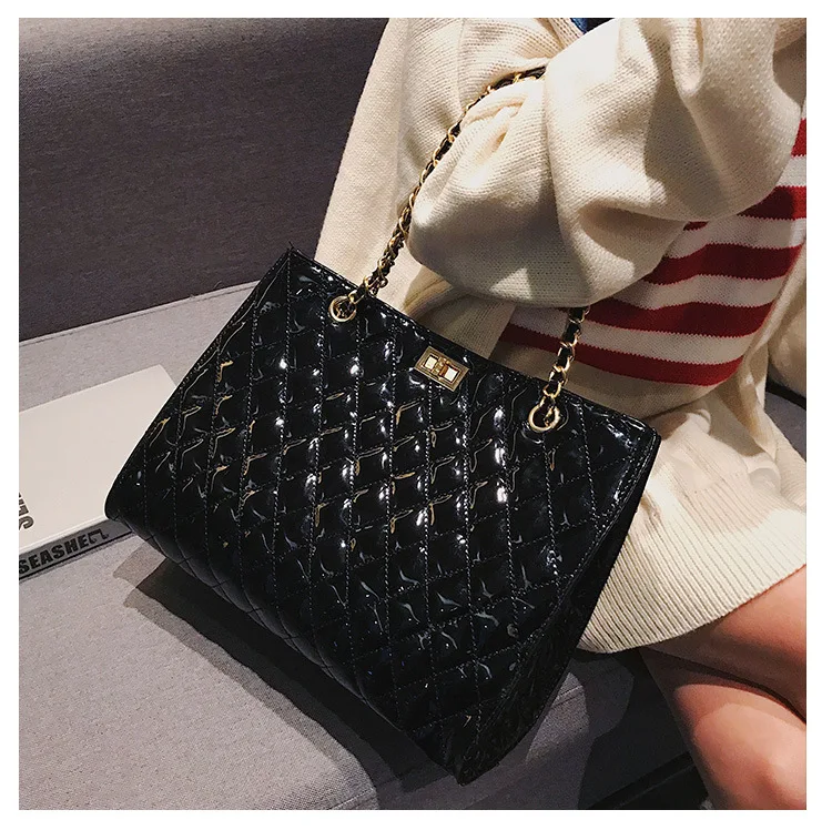 

Luxury Handbags For Women Brand Tote Designer Chain Large Shoulder Bag Women Travel Bags Patent Leather