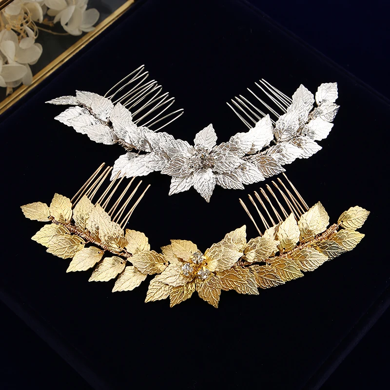Свадебные аксессуары для волос ручной работы расчески с золотыми листьями и